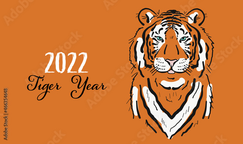 Tiger, animal character. Symbol of 2022 New Year. Design Template for Christm...