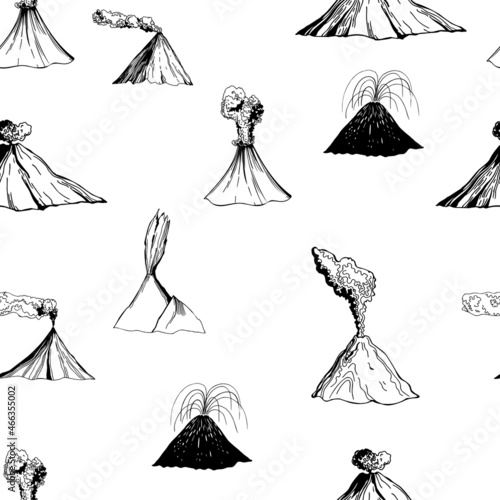 Vector   pattern with volcanoes.