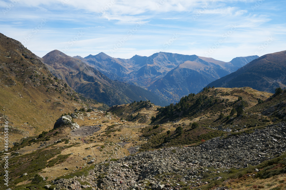 Landscape seen from the peak of a mountain in andorra