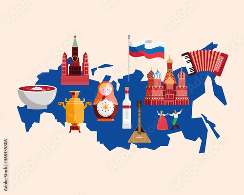 russia icons in map