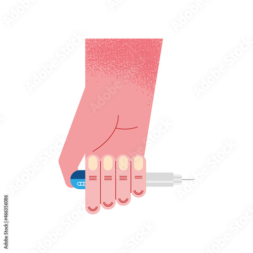 hand with insulin syringe