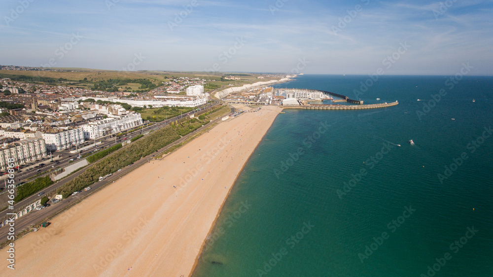 Aerial photo of Brighton beach and marina in Sussex England