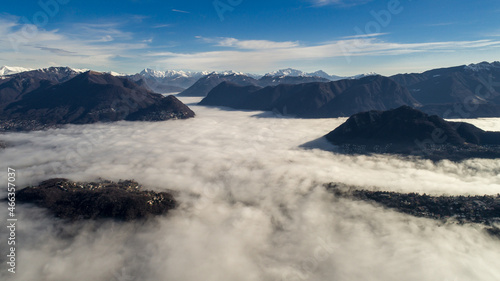 sea of fog above the lake of Lugano