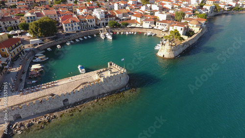 Aerial photo of venetian port of Nafpaktos in West Greece