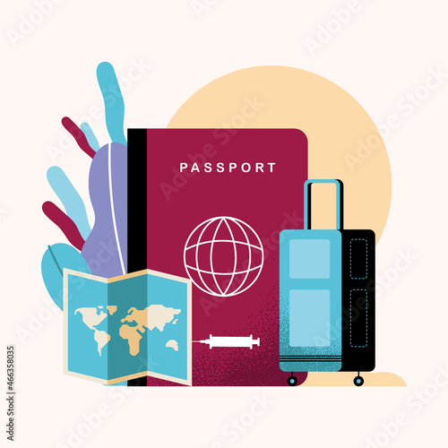 health passport and suitcase