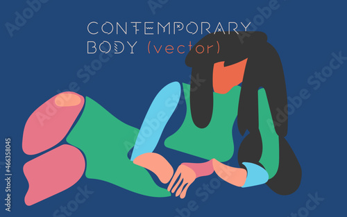 Naked surreal body illustration. Avant-garde female body. Contemporary figure. Abstract shape. Continuous line, minimalist elegant silhouette of woman. Extraordinary hand drawn vector artwork of girl