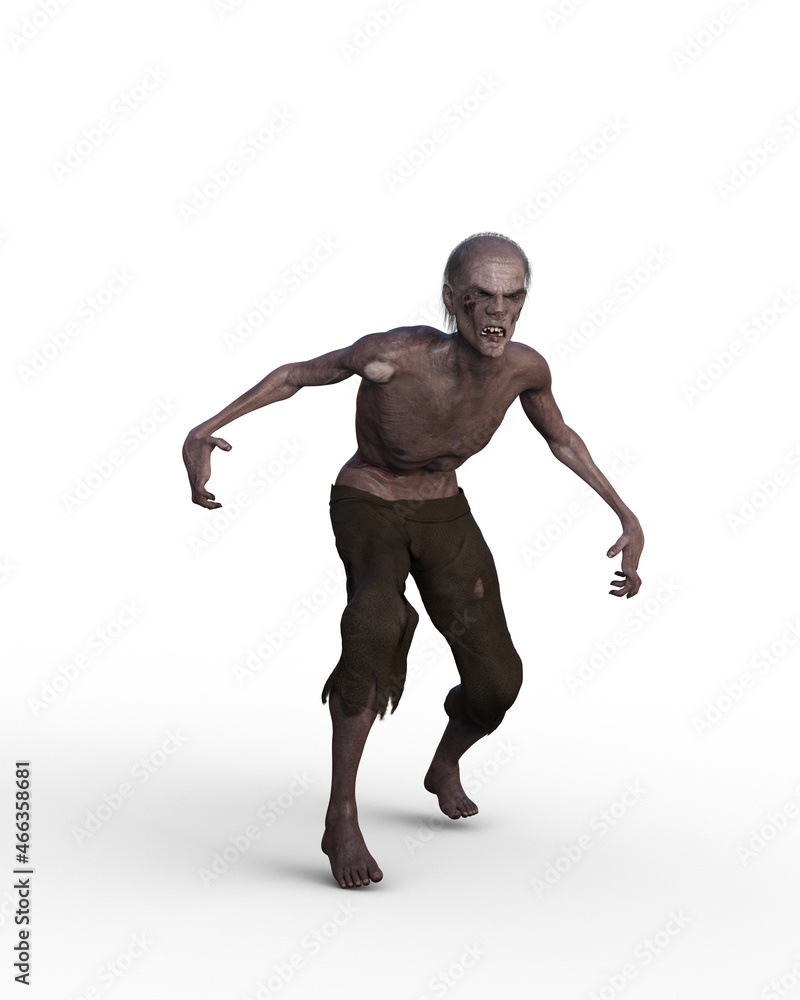 3D irendering of a fantasy zombie monster isolated on a white background. 3D irendering of a fantasy zombie monster isolated on a white background.