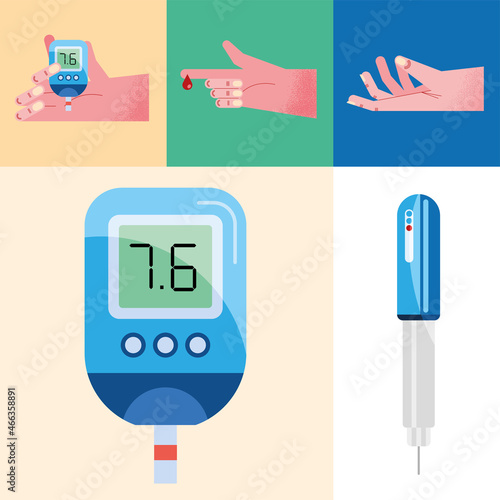 five glucose monitors icons