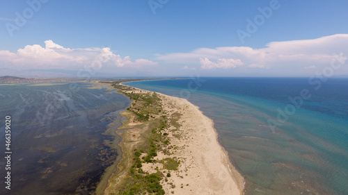 Aerial photo of Louros beach and wetlands in West Greece