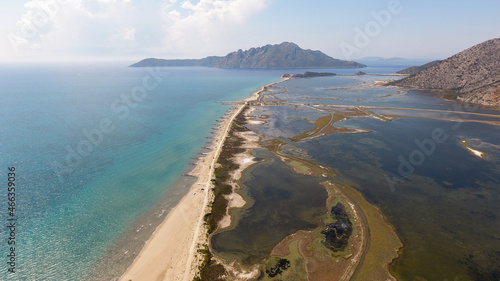 Aerial photo of Louros beach and wetlands in West Greece