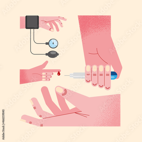 hands and glucose monitors