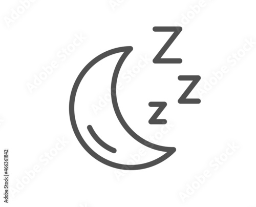 Moon line icon. Sleep zzz sign. Night lunar symbol. Quality design element. Linear style moon icon. Editable stroke. Vector