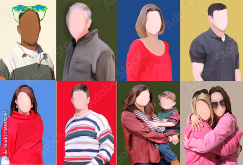 Set of People With Blank Faces