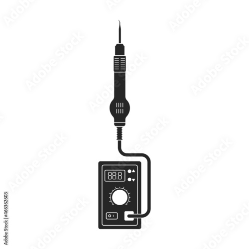 Soldering iron isolated black icon. Vector illustration solder on white background. Vector black illustration icon soldering iron.