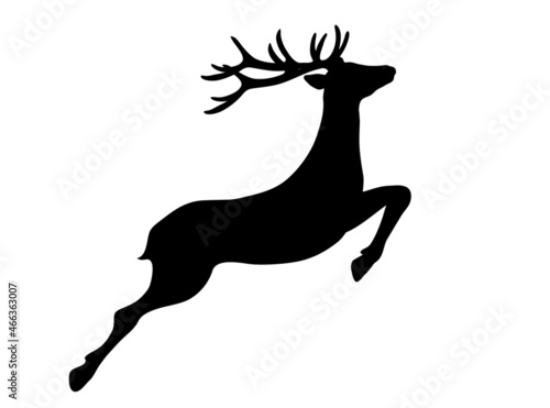 Weihnachts-Dekoration Rentier Silhouette, Hirsch Weihnachts-Motiv,
Vektor Illustration isoliert auf weißem Hintergrund
