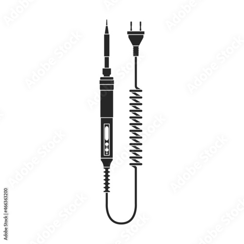 Soldering iron isolated black icon. Vector illustration solder on white background. Vector black illustration icon soldering iron.