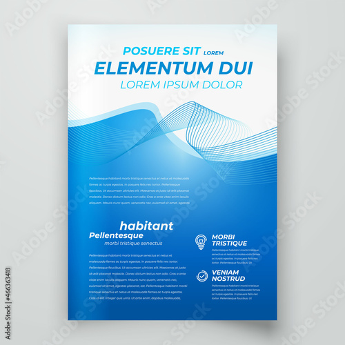 Flyer Cover design template lines theme blue color background