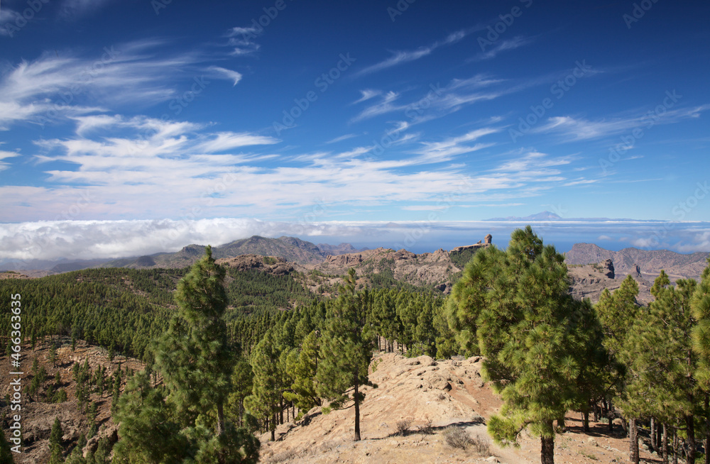 Gran Canaria, central montainous part of the island, Las Cumbres, ie The Summits, landscapes around Pico de las Nieves, the highest point of the island

