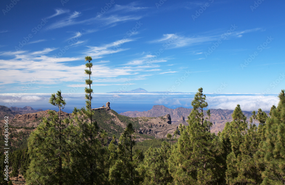 Obraz premium Gran Canaria, central montainous part of the island, Las Cumbres, ie The Summits, landscapes around Pico de las Nieves, the highest point of the island