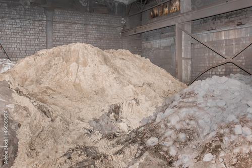 Mixture in a pile of bentonite clay and sand, processing of land and soil industry photo