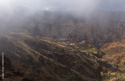 Gran Canaria, landscape of the central part of the island, Las Cumbres, ie The Summits, Caldera de Tejeda in geographical center of the island, as seen from Cruz de Tejeda pass 