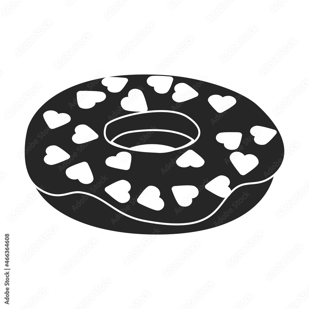 Doughnut black vector illustration of icon.Isolated illustration black of donut on white background.Vector icon of chocolate doughnut. Doughnut black vector illustration of icon.Isolated illustration black of donut on white background.Vector icon of chocolate doughnut.