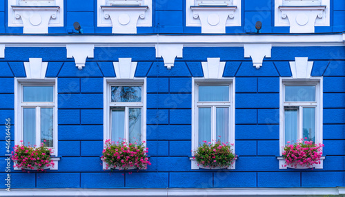 Photography Antique window decorated with flowers