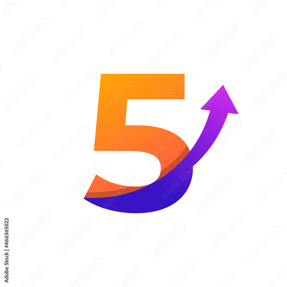Number 5 Arrow Up Logo Symbol. Good for Company, Travel, Start up, Logistic and Graph Logos Number 5 Arrow Up Logo Symbol. Good for Company, Travel, Start up, Logistic and Graph Logos