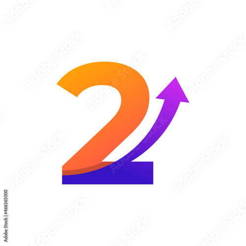 Number 2 Arrow Up Logo Symbol. Good for Company, Travel, Start up, Logistic and Graph Logos