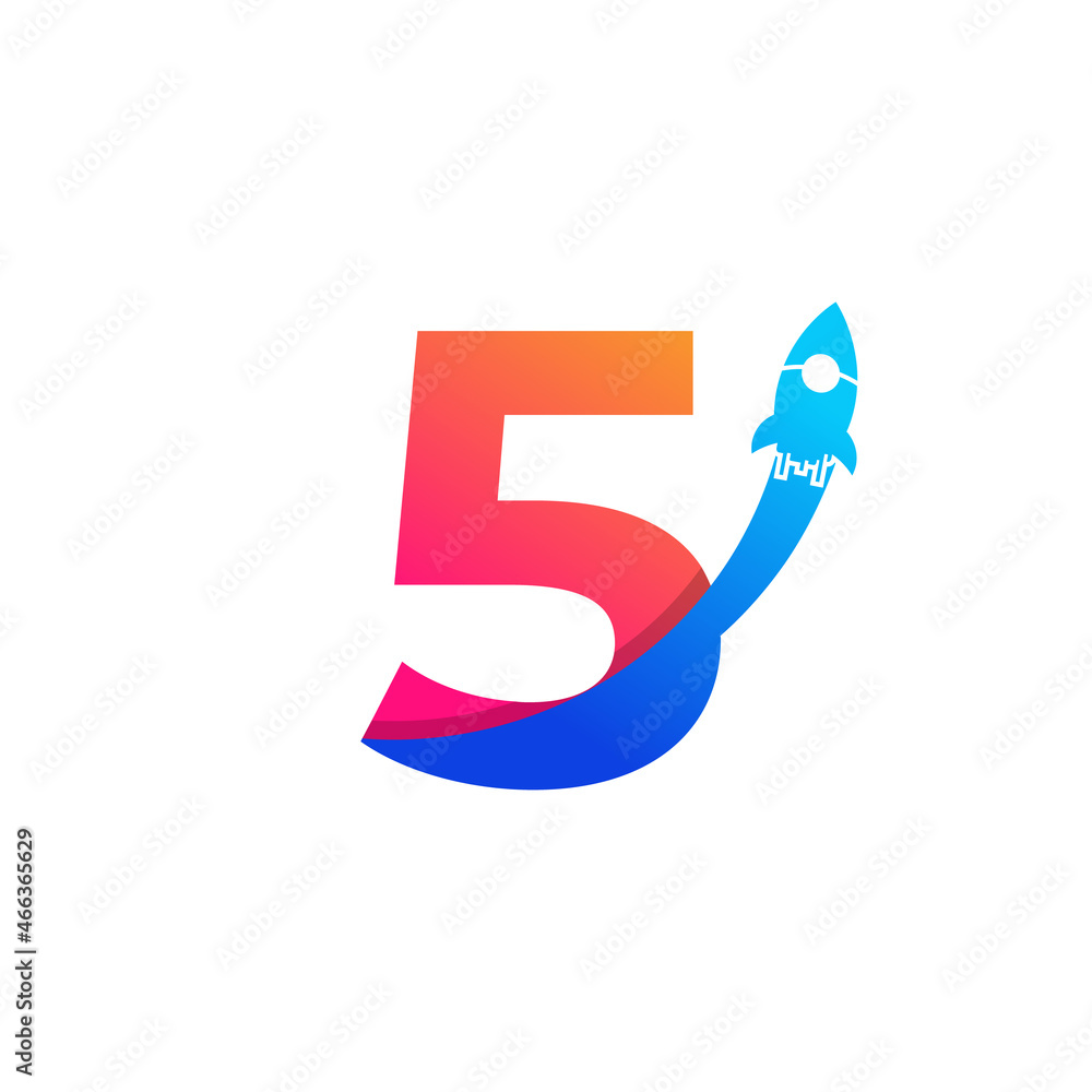 Number 5 with Rocket Logo Icon Symbol. Good for Company, Travel, Start up and Logistic Logos Number 5 with Rocket Logo Icon Symbol. Good for Company, Travel, Start up and Logistic Logos