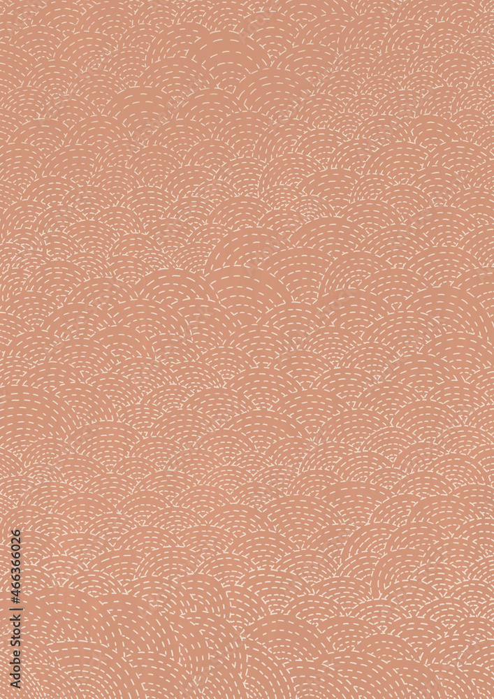 Fototapeta premium Line dash wave on brown background illustration decoration for rustic and handcraft concept.