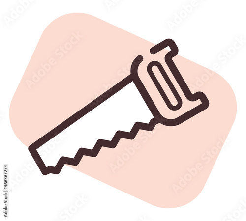 Construction saw, illustration, vector, on a white background.