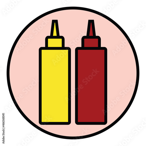 Mustard and ketchup, illustration, vector, on a white background.