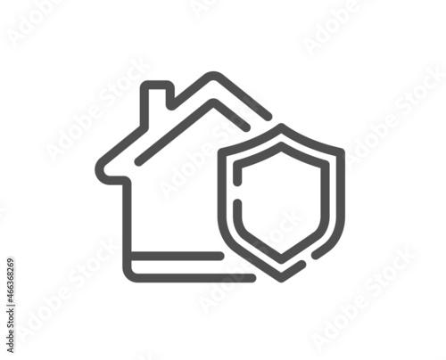Home insurance line icon. House protect sign. Property defense symbol. Quality design element. Linear style home insurance icon. Editable stroke. Vector