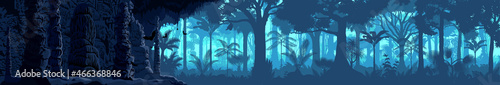 Fotografie, Tablou vector cave in jungle illustration