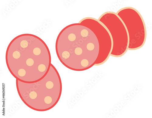 Sliced sausage, illustration, vector, on a white background.