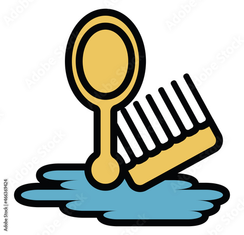 Personal comb and mirror, illustration, vector, on a white background.