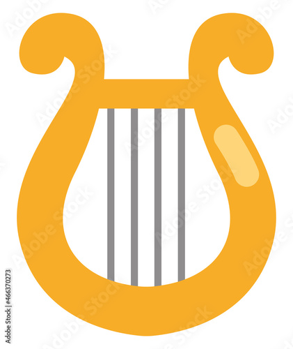 Golden lyre, illustration, vector, on a white background.