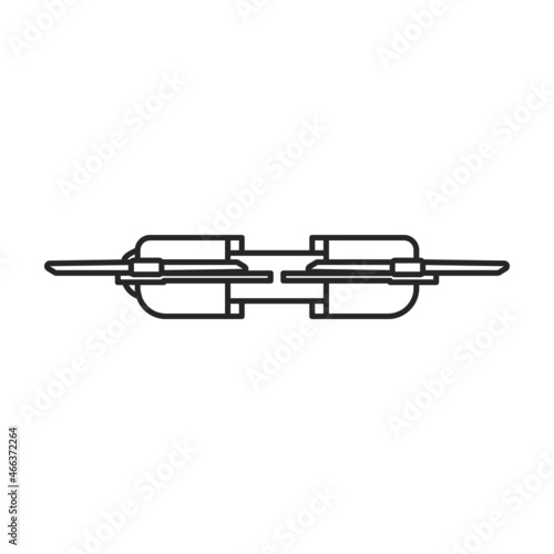 Drone outline vector icon.Outline vector illustration quadcopter. Isolated illustration of drone icon on white background.