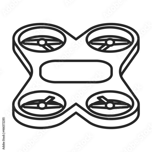 Drone outline vector icon.Outline vector illustration quadcopter. Isolated illustration of drone icon on white background.