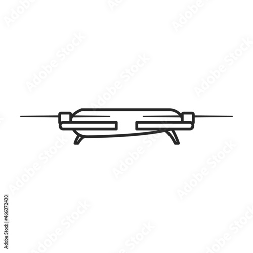 Drone outline vector icon.Outline vector illustration quadcopter. Isolated illustration of drone icon on white background.