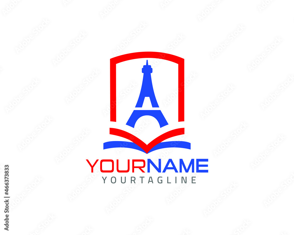 Paris' education, a French education and learning logo  fully customized