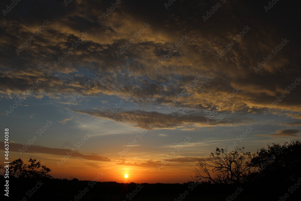 Beautiful dark orange sunrise in West Texas