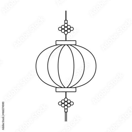 Lantern of chinese outline vector icon.Outline vector illustration red lamp. Isolated illustration of red lantern chinese icon on white background.
