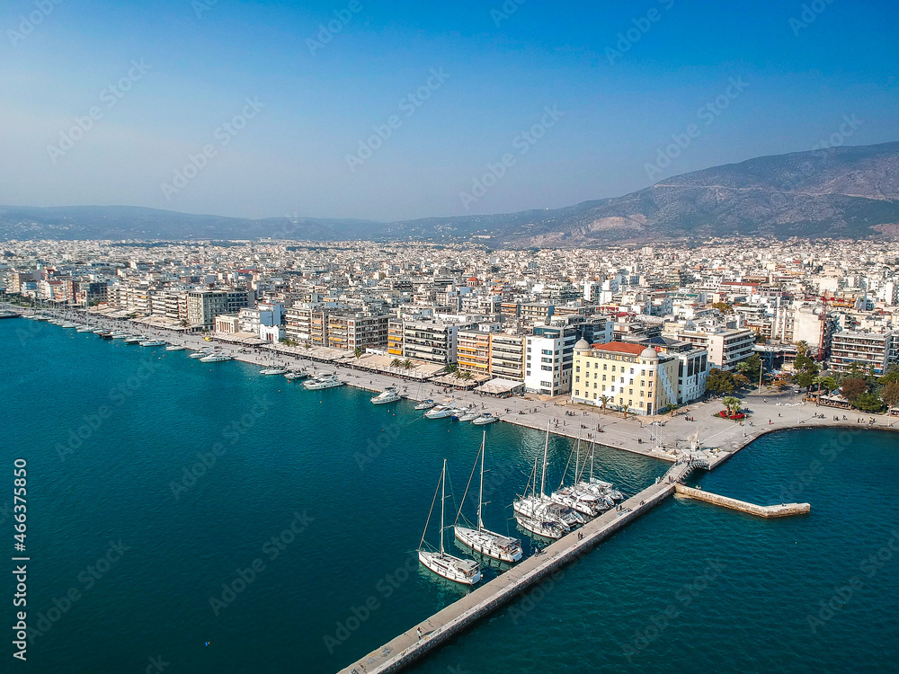 Aerial view over Volos seaside city, Magnesia, Greece