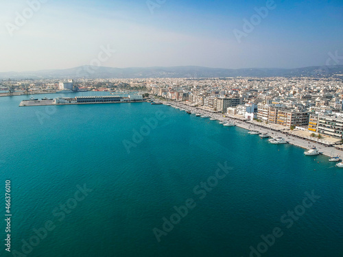 Aerial view over Volos seaside city, Magnesia, Greece © panosk18