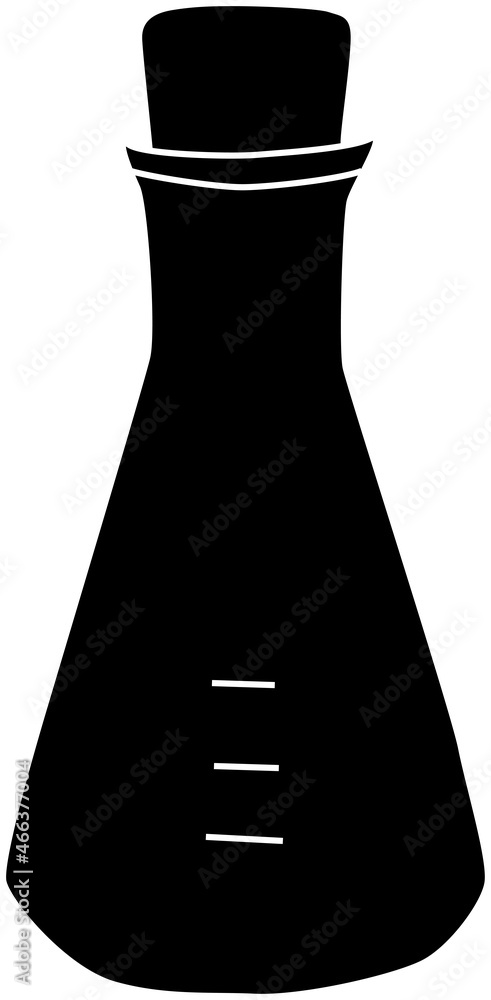 実験するフラスコのシルエットイメージ