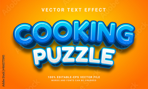 Cooking puzzle 3D text effect, editable text style and suitable for game assets