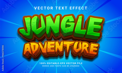 Jungle adventure 3D text effect, editable text style and suitable for game assets