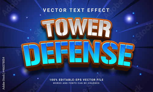 Tower defense 3D text effect, editable text style and suitable for game assets